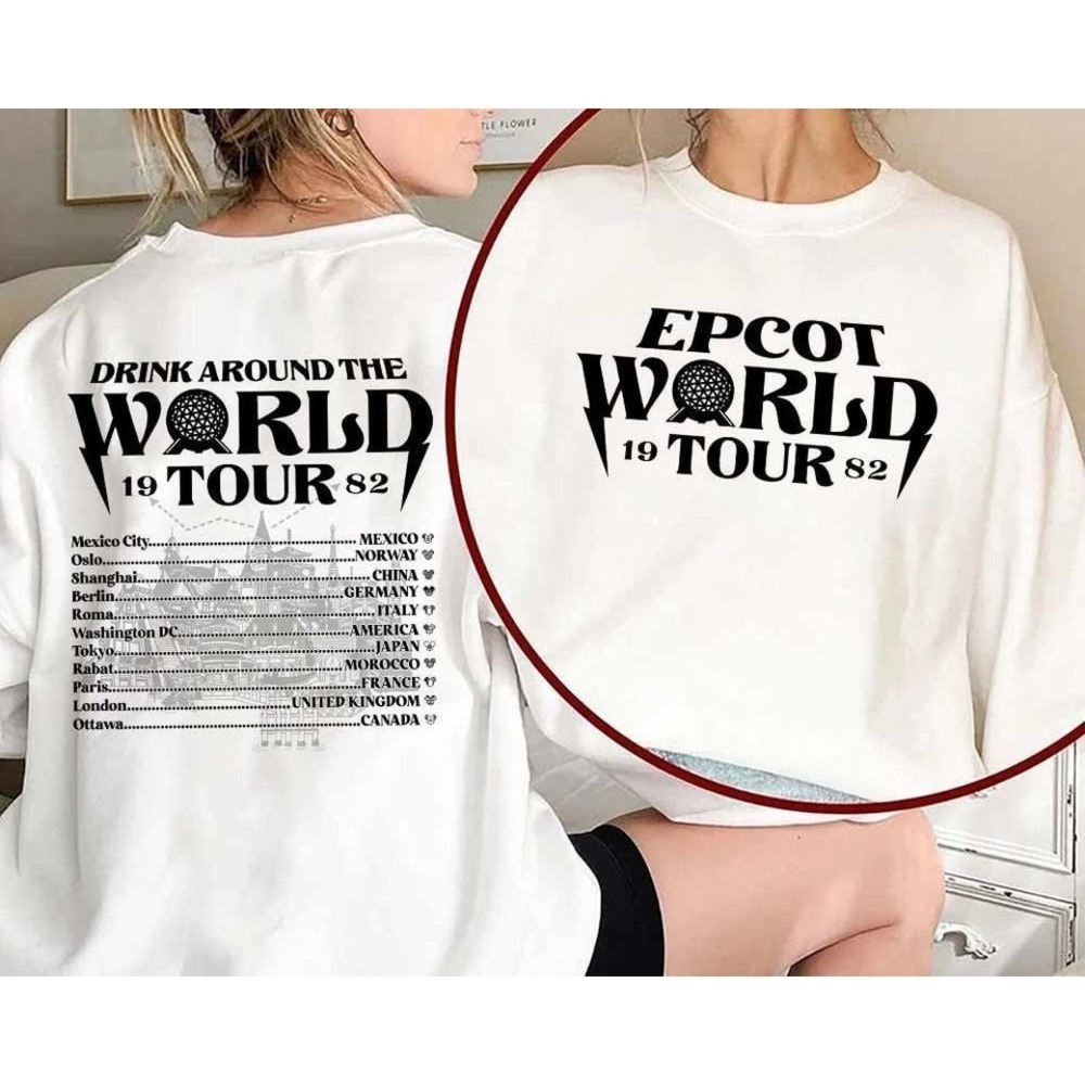 Epcot World Tour Sweatshirt, Retro Epcot 2 Sided Sweatshirt
